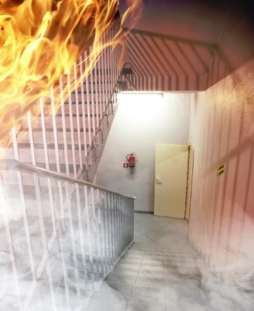 Burning building emergency exit